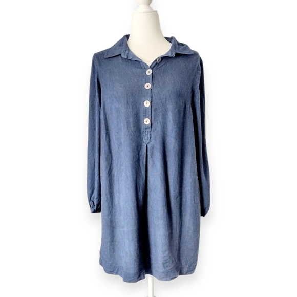 Emma & Michele Dresses & Skirts - Emma & Michele Blue Button-Up Denim Tunic Dress